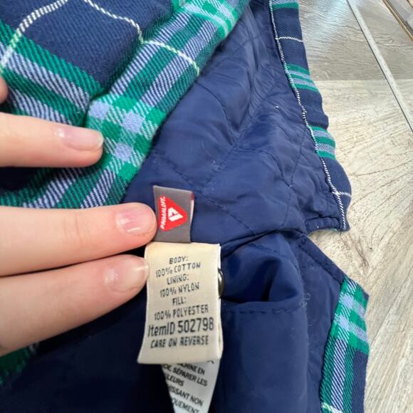 L.L Bean Green Blue Mens L Plaid Tartan Shacket Quilted Lined Button Up Jacket - Picture 9 of 9